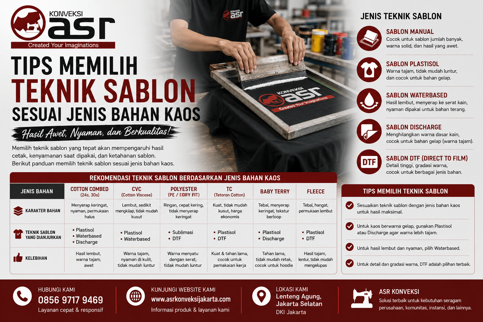 Tips Memilih Teknik Sablon Sesuai Jenis Bahan Kaos